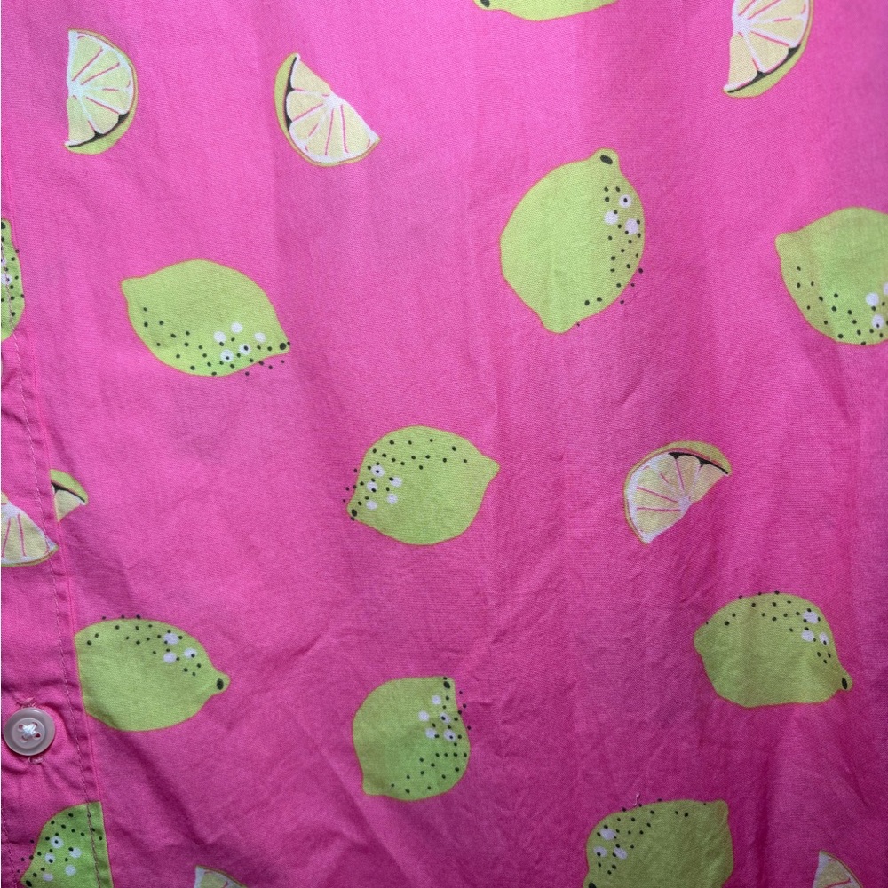 Bonobos Slim Fit Lemon Print Button-Up Shirt Men’s L‎ Pink Cotton Summer Top - Picture 4 of 6